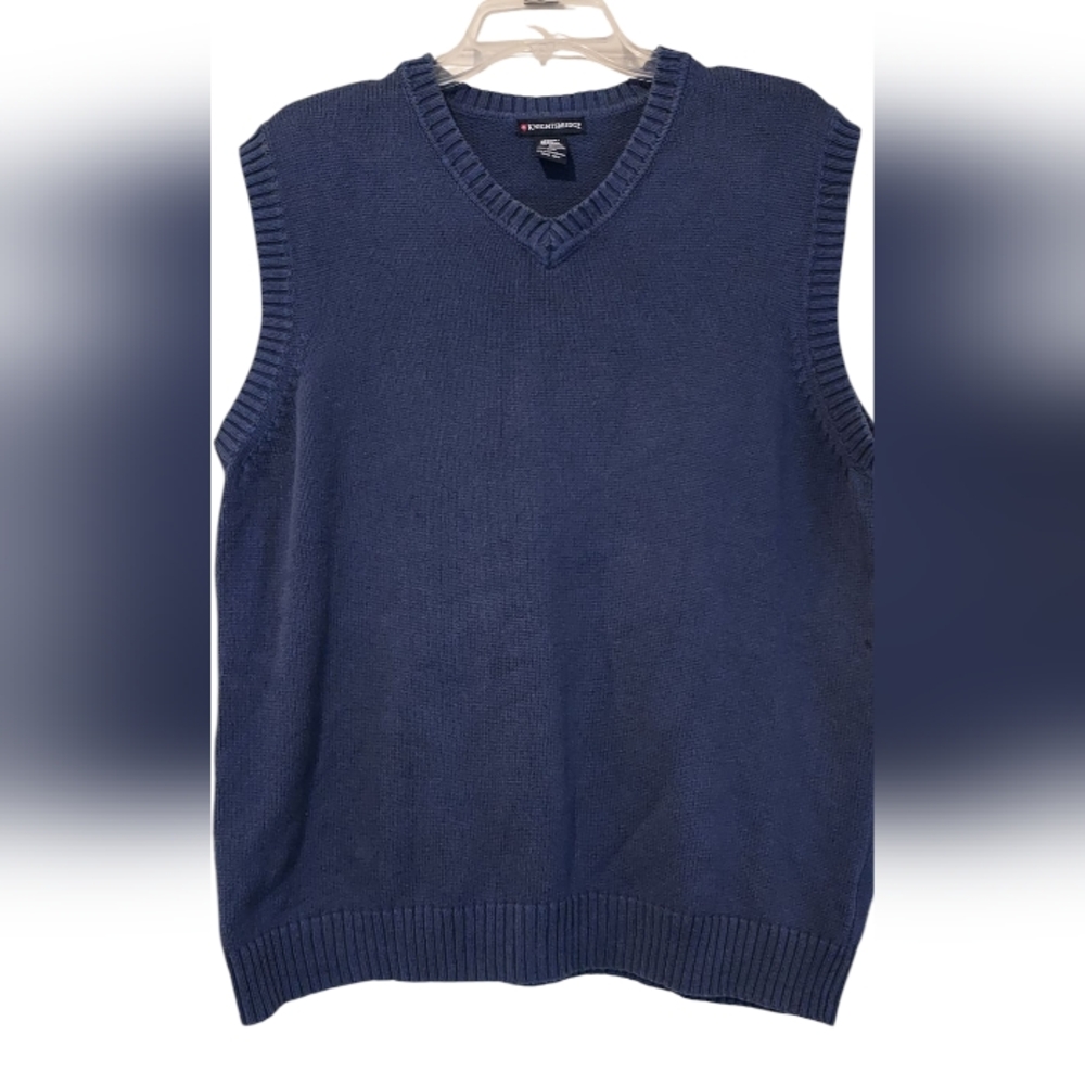 Knightsbridge Mens M Sweater Vest  Blue V Neck Professor Academia Grandpa